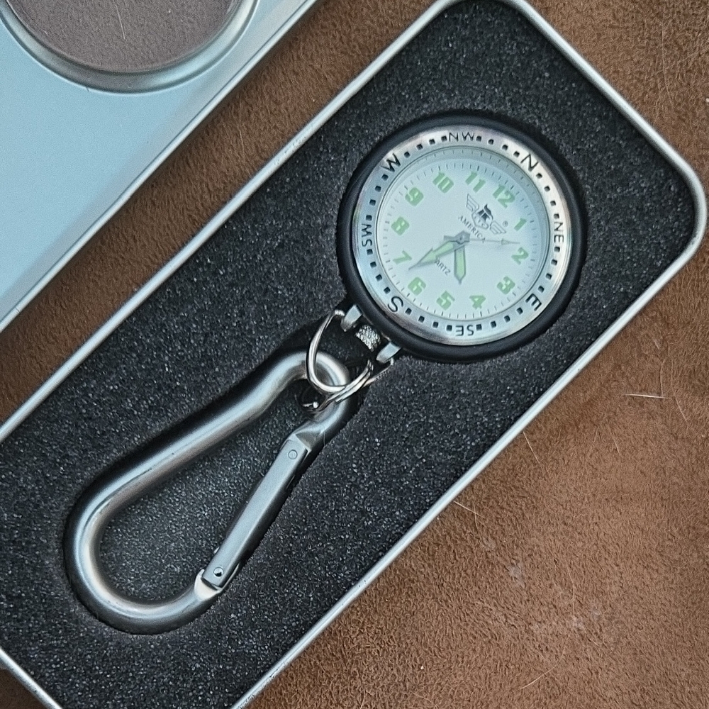 Vintage America Silver and Black Carabiner Watch